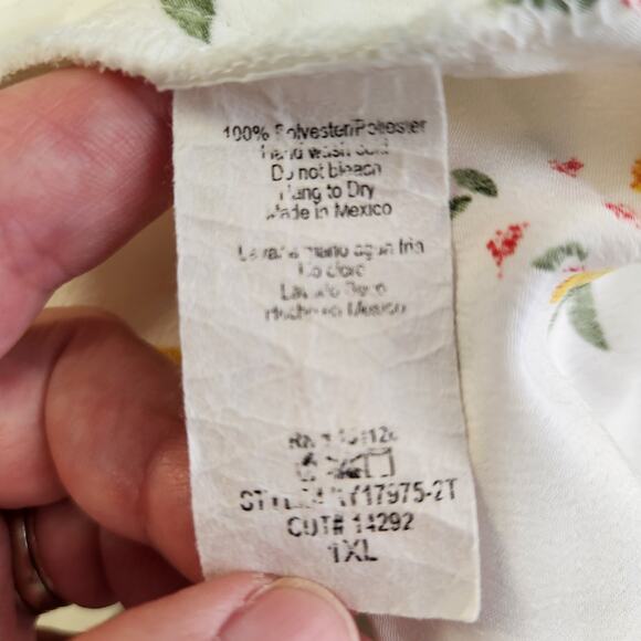 HAUTE FOX Vtg Halter Top Blouse Camisole Women 1X White Yellow Lemons Semi Sheer - Picture 7 of 12